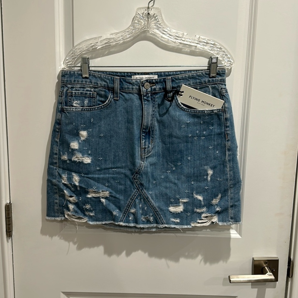 Flying Monkey Platinum high rise denim skirt NWT size 29